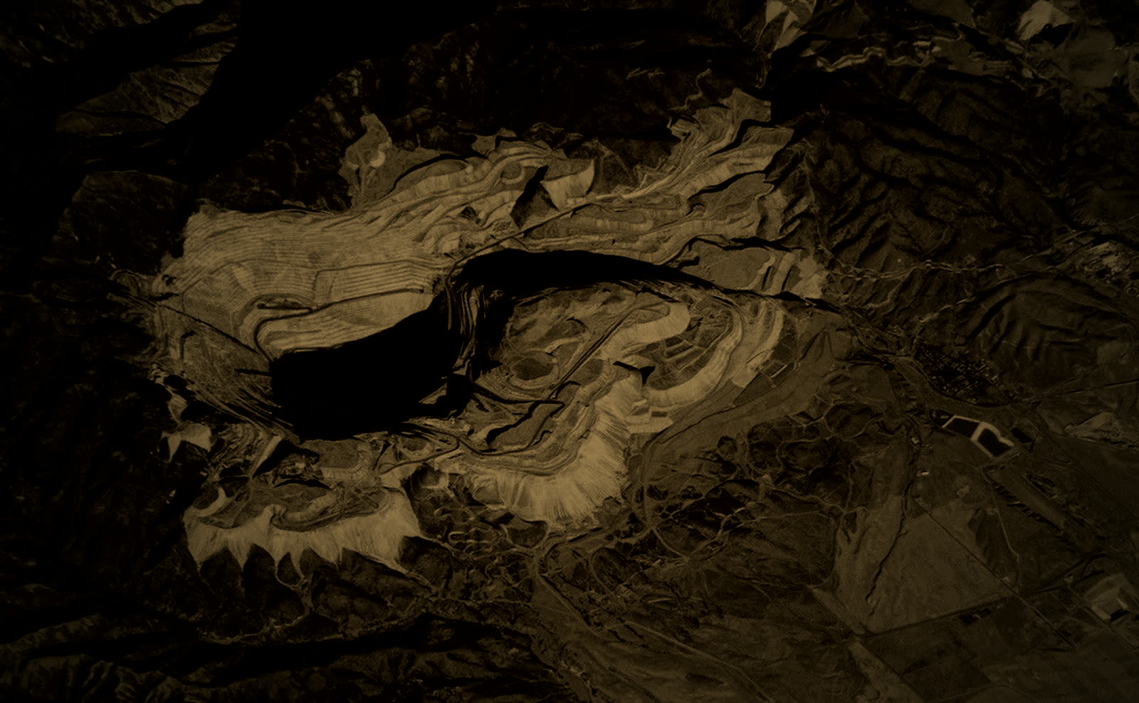 Bingham Canyon open-pit copper mine seen from orbit